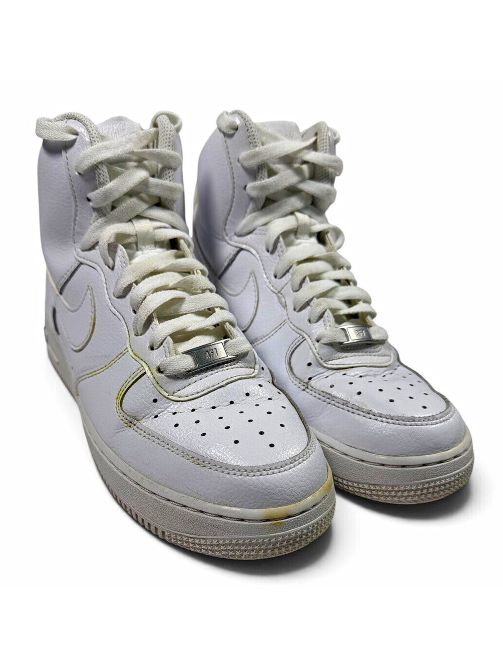 Nike Men's Air Force 1 '07 High White/White Leather Lace-Up Sneakers, Size 6